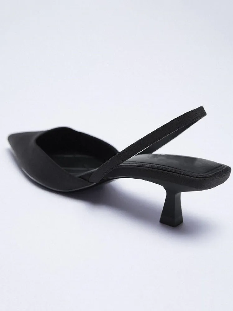 Solid Color Pointed Toe High Heel Sandals