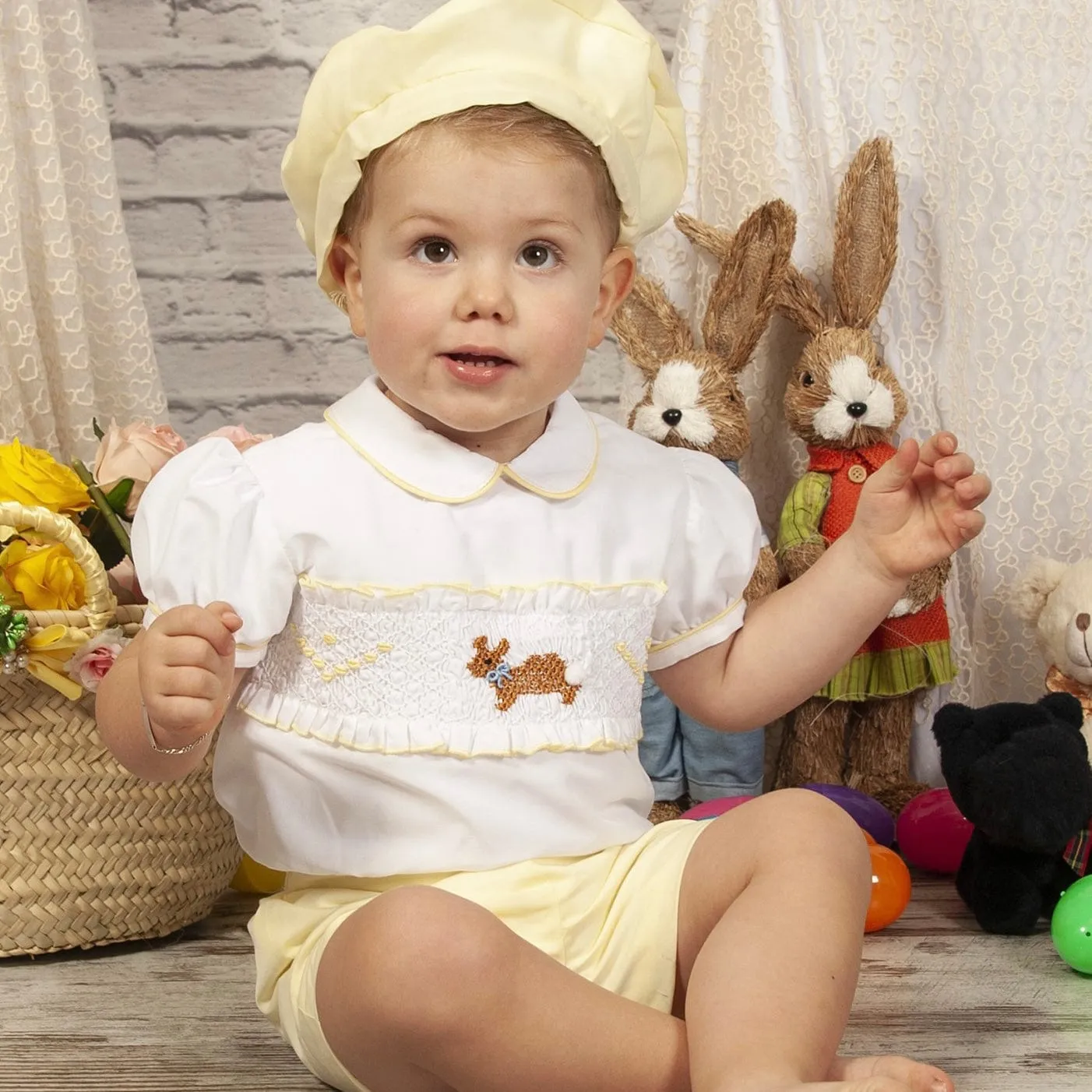 SONATA - Rabbit Smock Short Set - Yellow