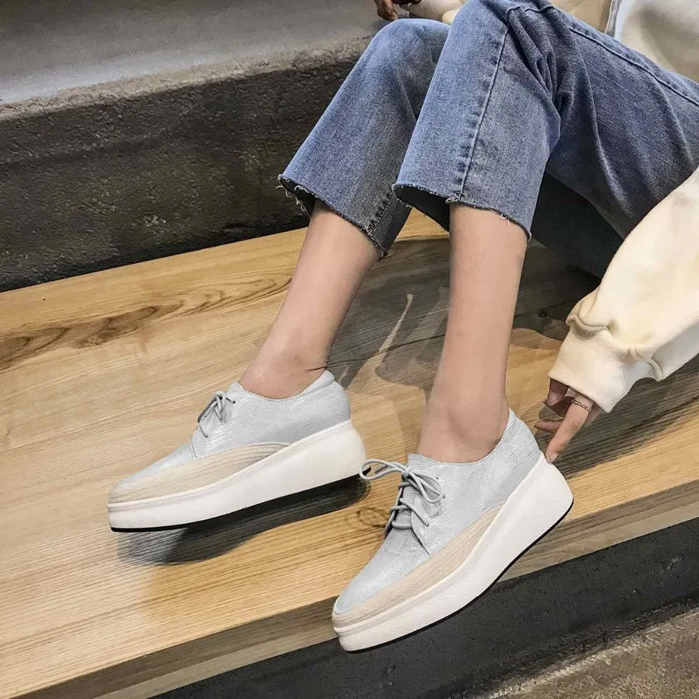 special sheep leather wedges platform pointed toe sneakers high street fashion leisure casual vulcanized shoes