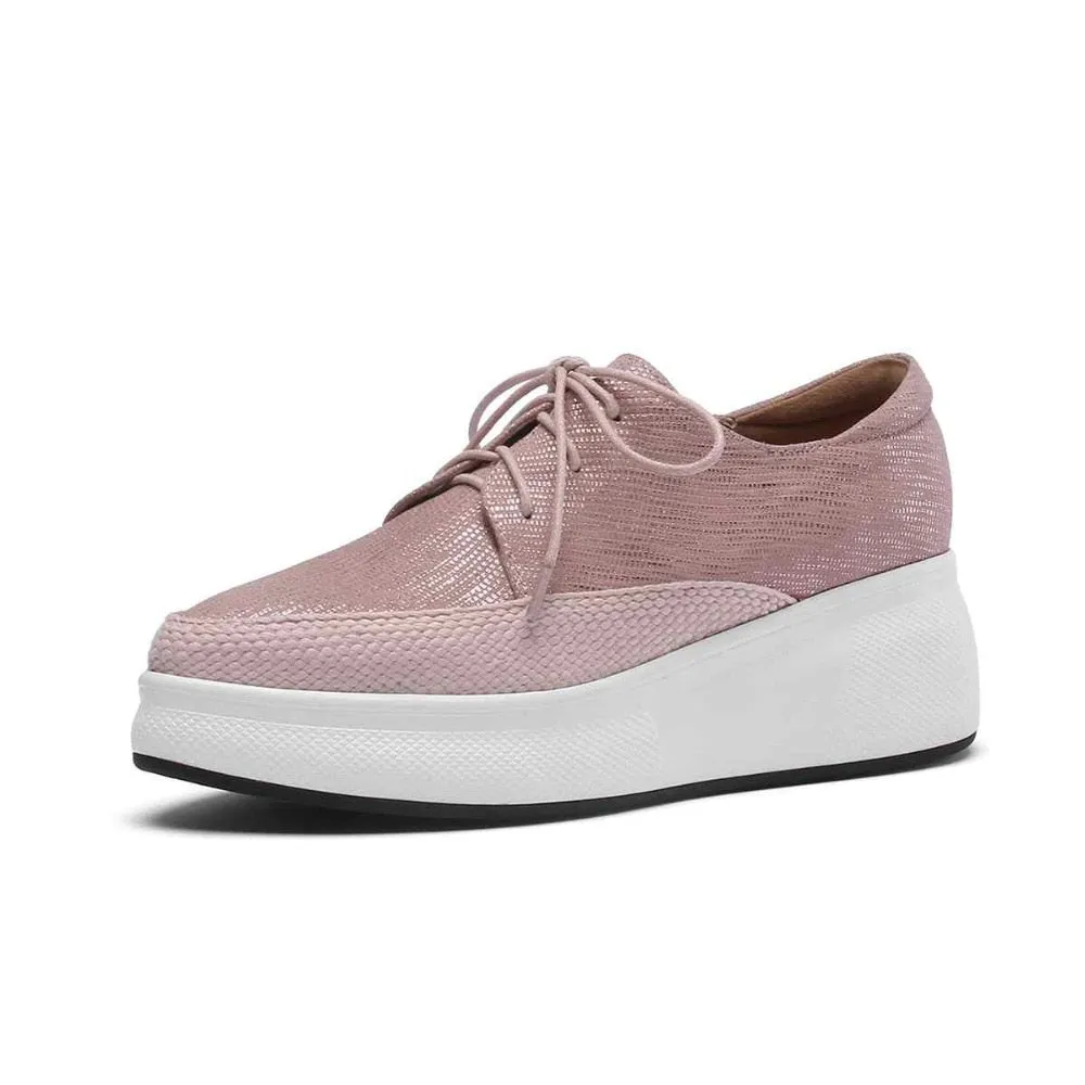 special sheep leather wedges platform pointed toe sneakers high street fashion leisure casual vulcanized shoes