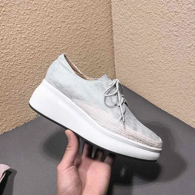 special sheep leather wedges platform pointed toe sneakers high street fashion leisure casual vulcanized shoes