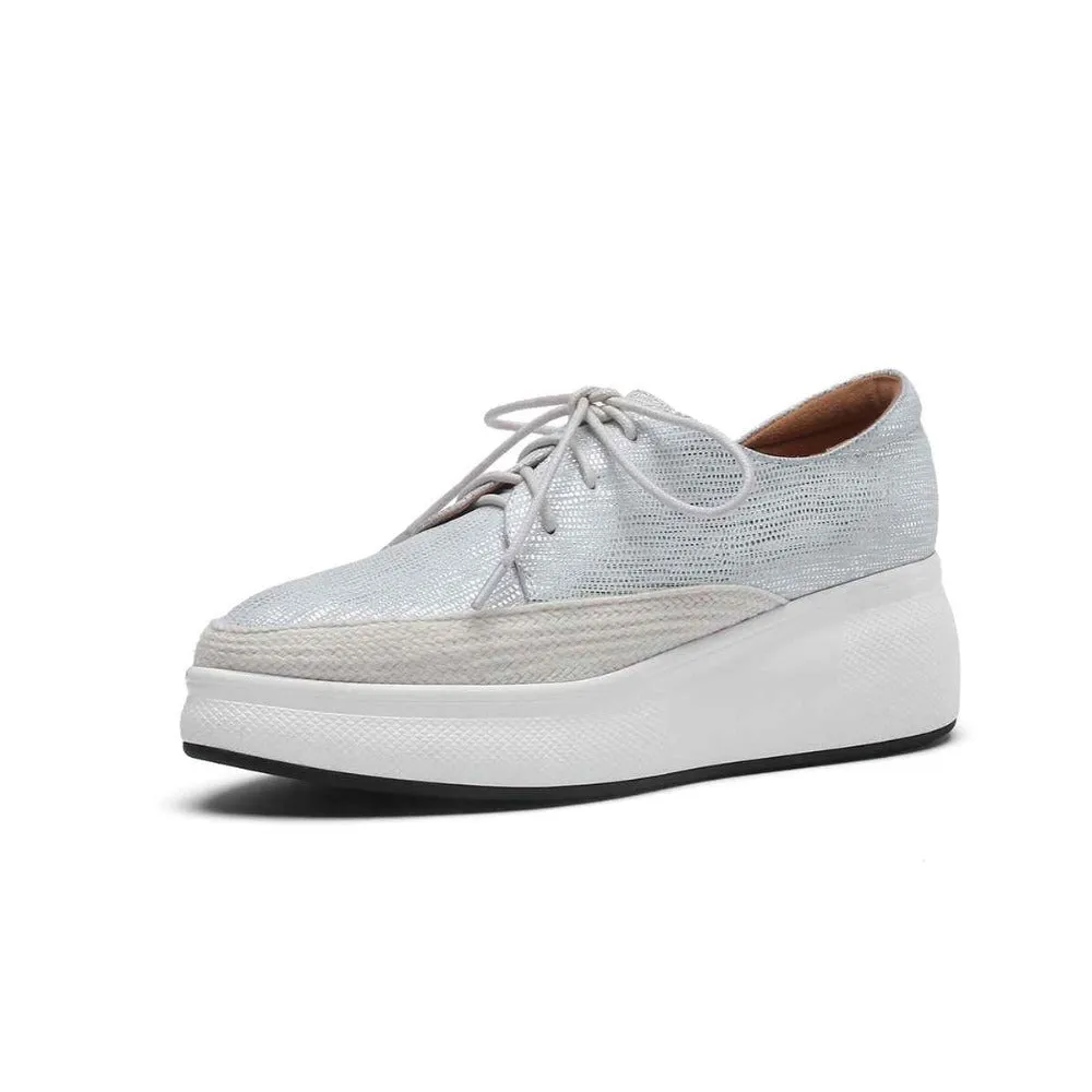 special sheep leather wedges platform pointed toe sneakers high street fashion leisure casual vulcanized shoes