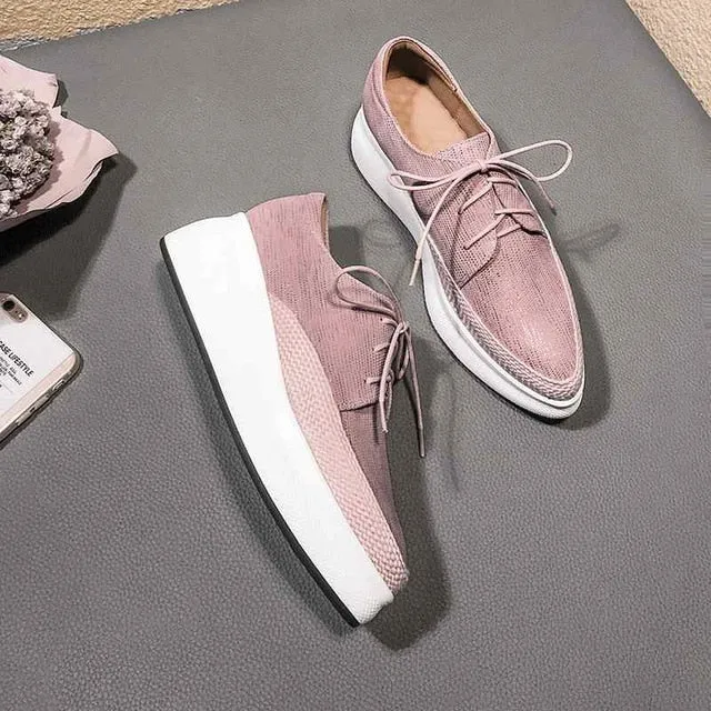 special sheep leather wedges platform pointed toe sneakers high street fashion leisure casual vulcanized shoes