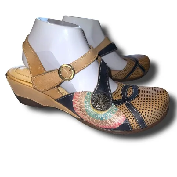 Spring Step L'Artiste Parkway Mary Jane Flat Tan EU 41 US 10/10.5 Wearable Art