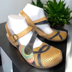 Spring Step L'Artiste Parkway Mary Jane Flat Tan EU 41 US 10/10.5 Wearable Art