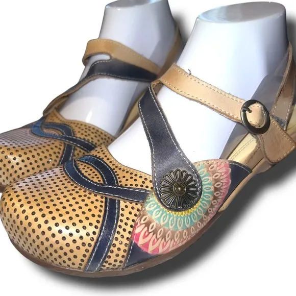 Spring Step L'Artiste Parkway Mary Jane Flat Tan EU 41 US 10/10.5 Wearable Art
