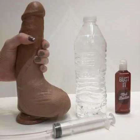 Squirting Realistic Cock Large Ejaculating Suction Cup Dildo - Caramel