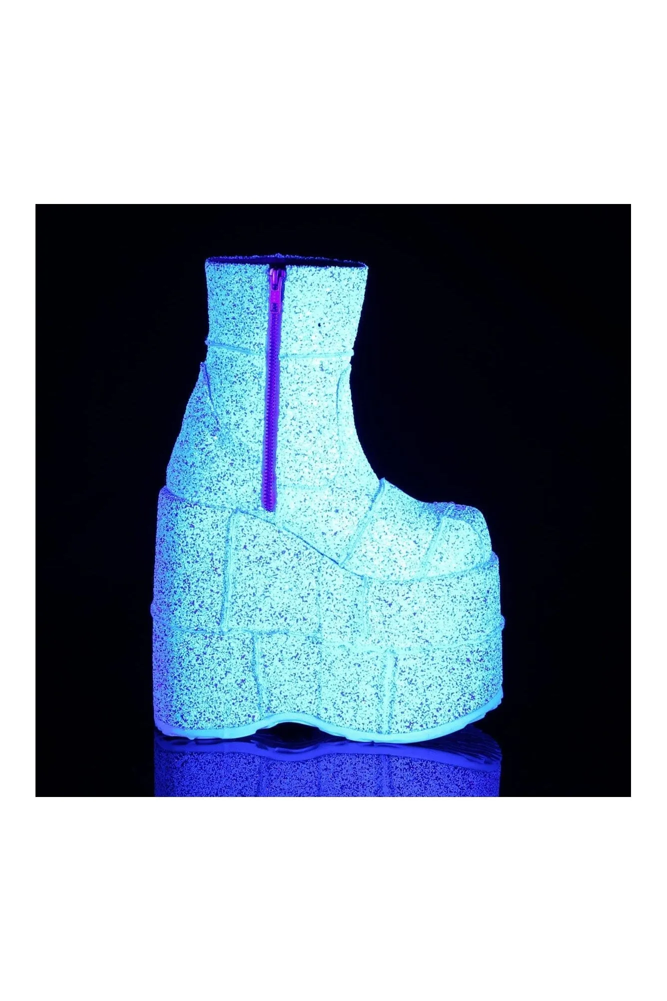 STACK-201G White Glitter Ankle Boot