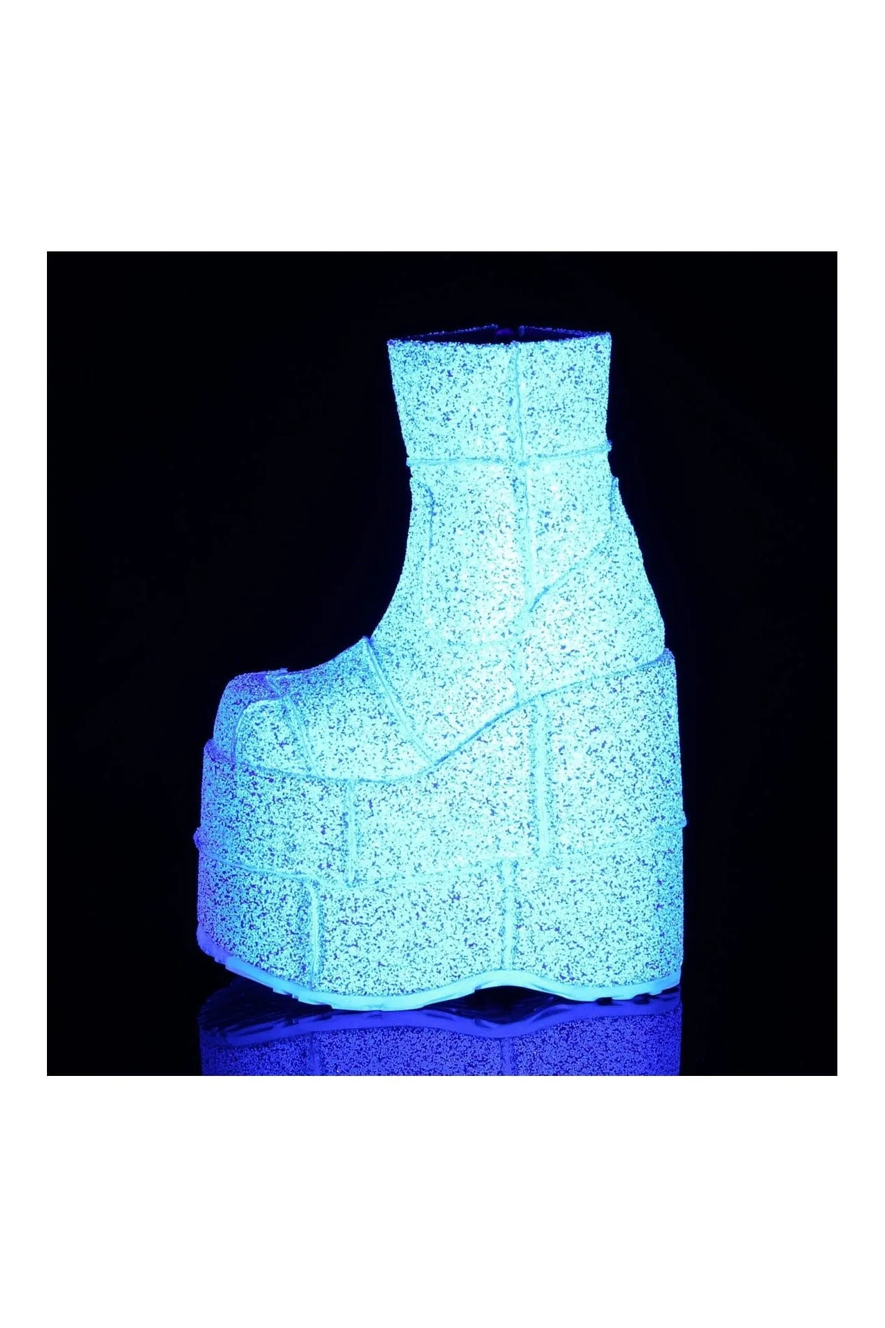 STACK-201G White Glitter Ankle Boot