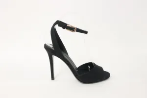 Stella Luna Sandals Black Crepe Size 36 Ankle Strap Heel