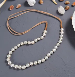 Stephanie Freshwater Pearl and Leather Necklace