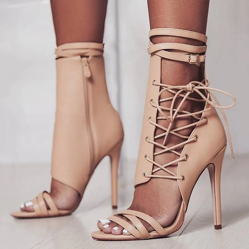 Strap Leather Buckle Roman Sexy High Heel Boots