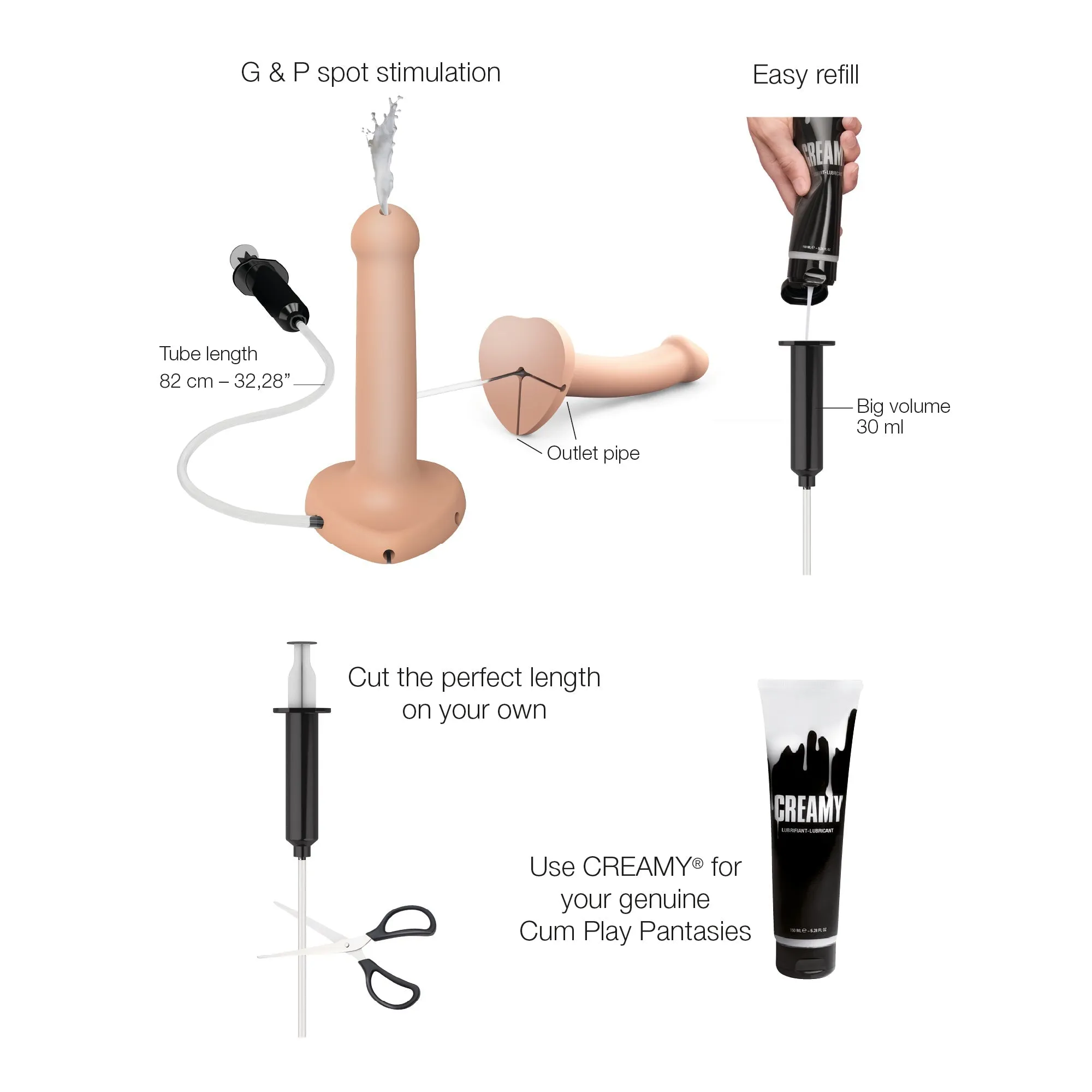 Strap-On-Me 5.7 Inch Silicone Squirting Cum Dildo - Vanilla
