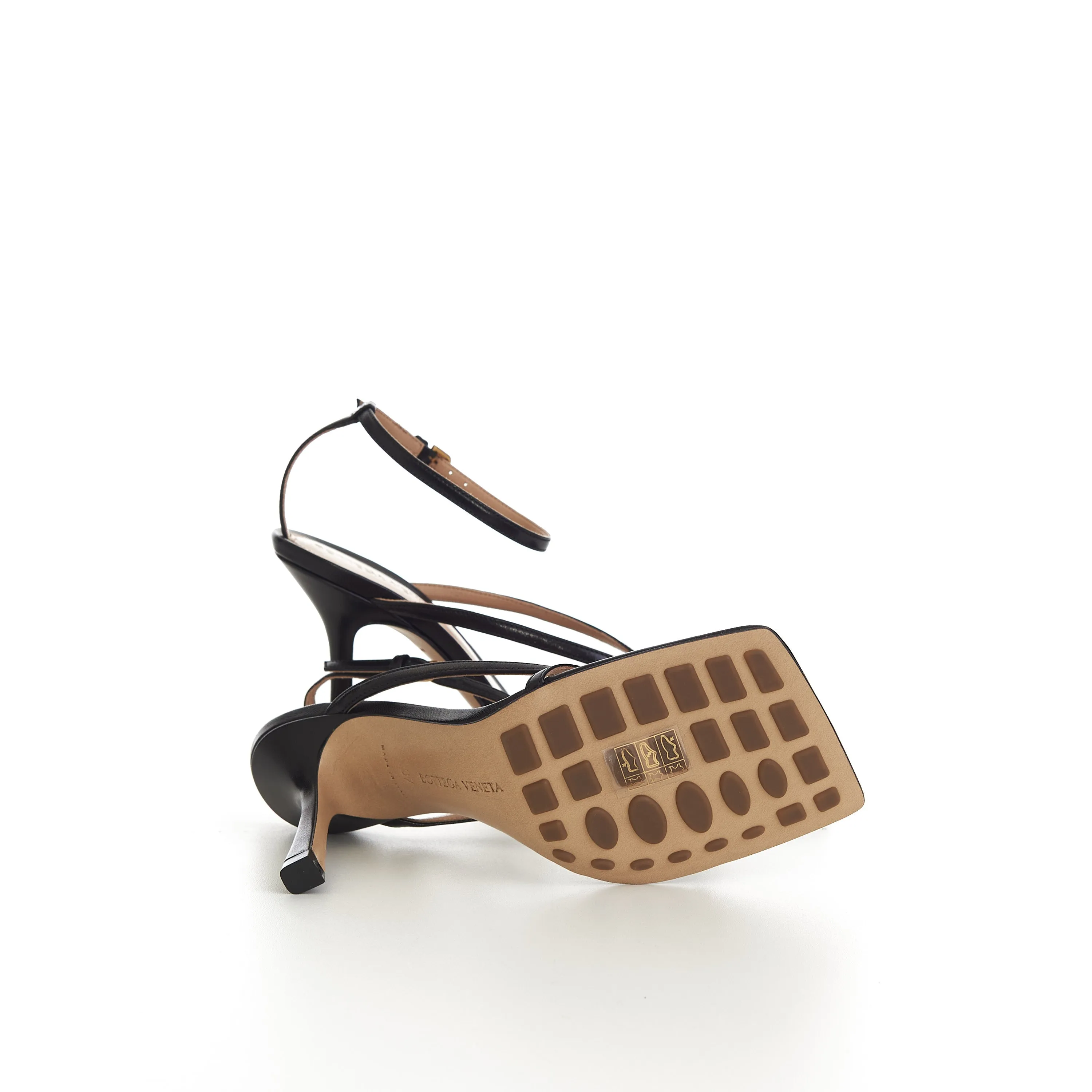 Stretch Strap Sandals In Black Leather