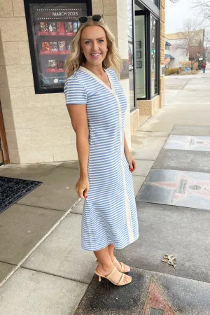 Striped Button-Up Midi Dress