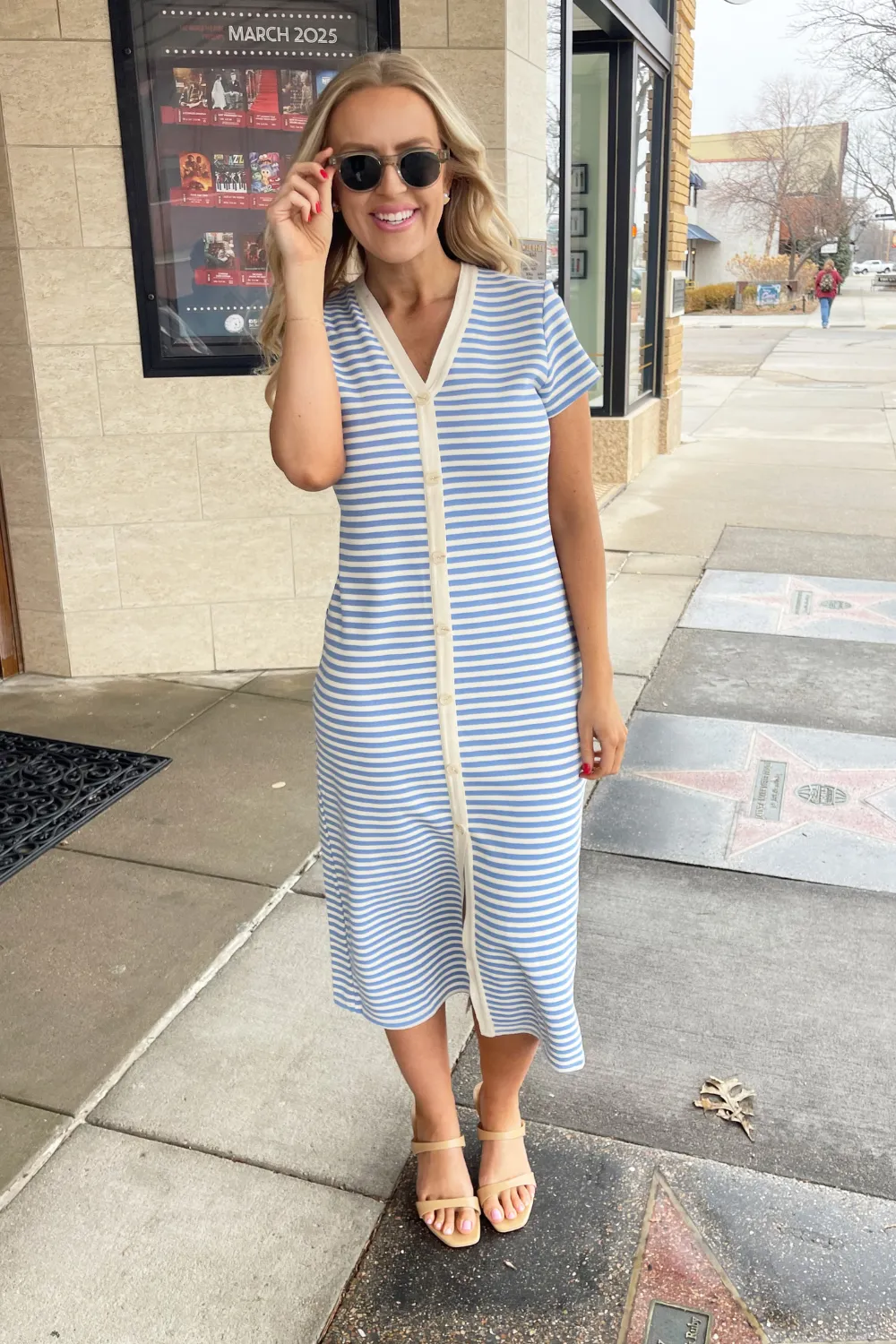 Striped Button-Up Midi Dress