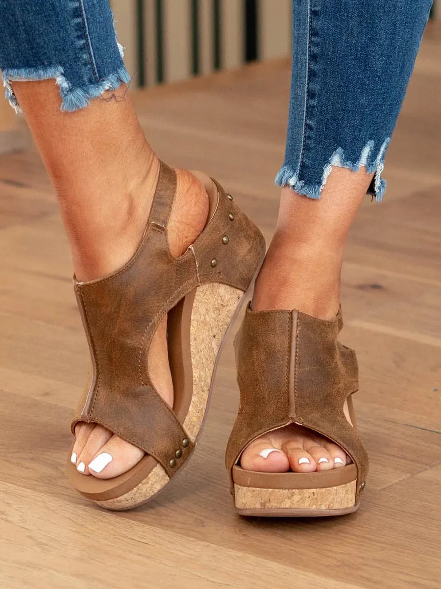Stunncal Mid Heel Wedge Sandals