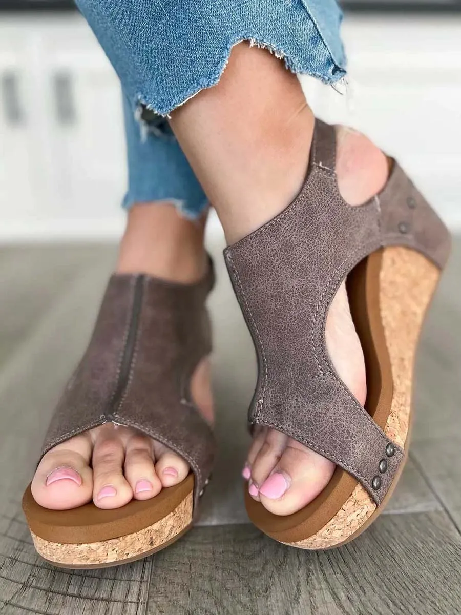 Stunncal Mid Heel Wedge Sandals