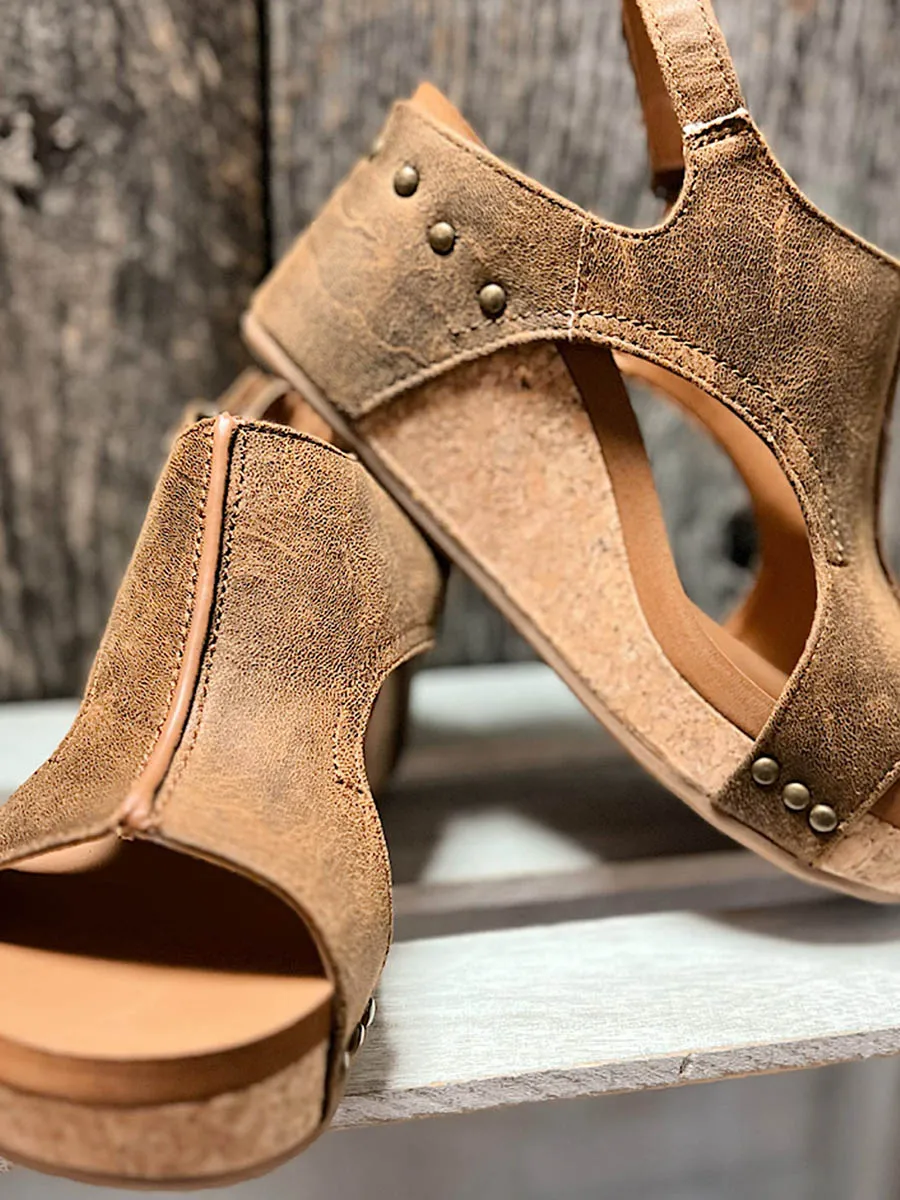 Stunncal Mid Heel Wedge Sandals