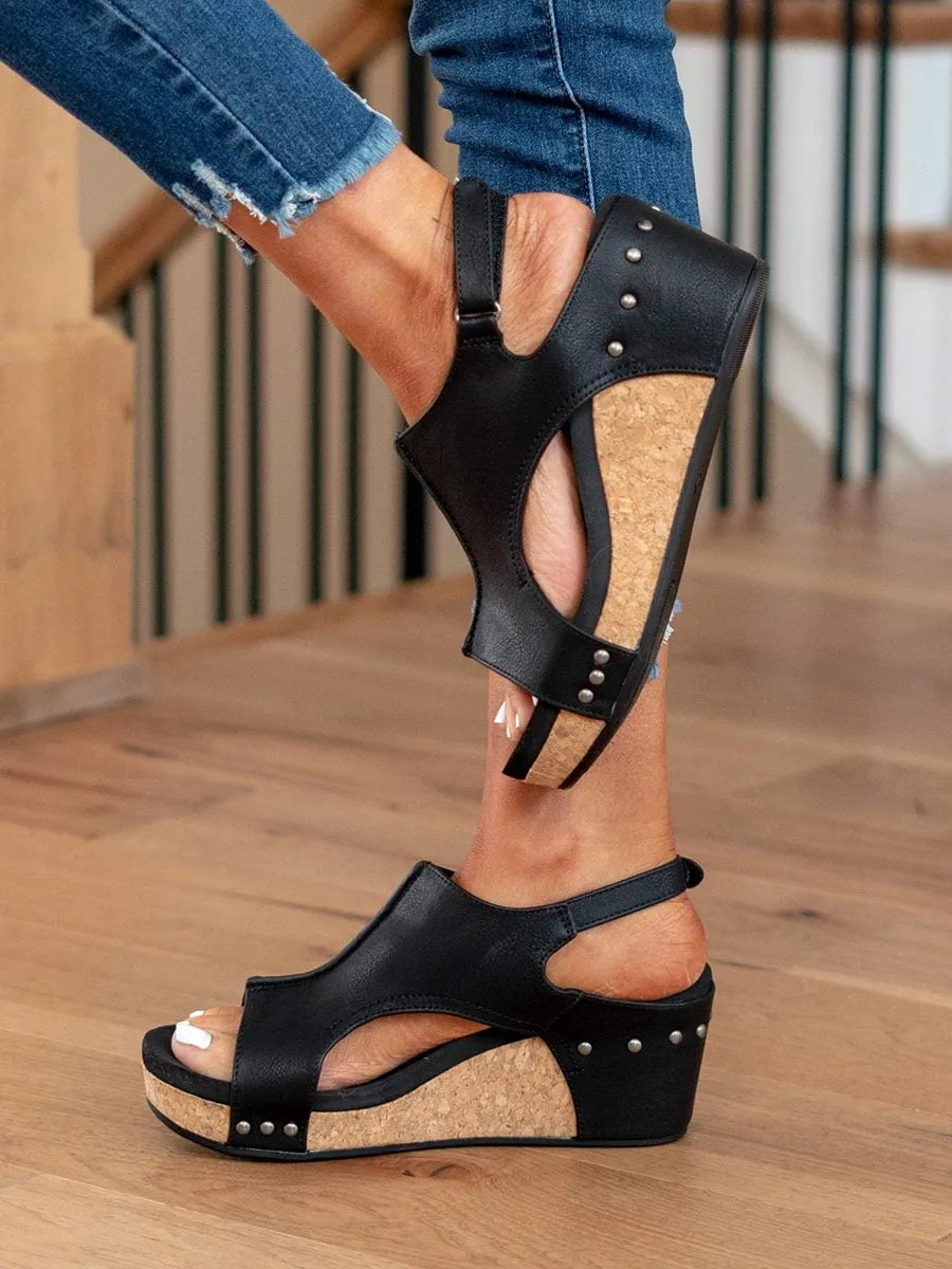 Stunncal Mid Heel Wedge Sandals