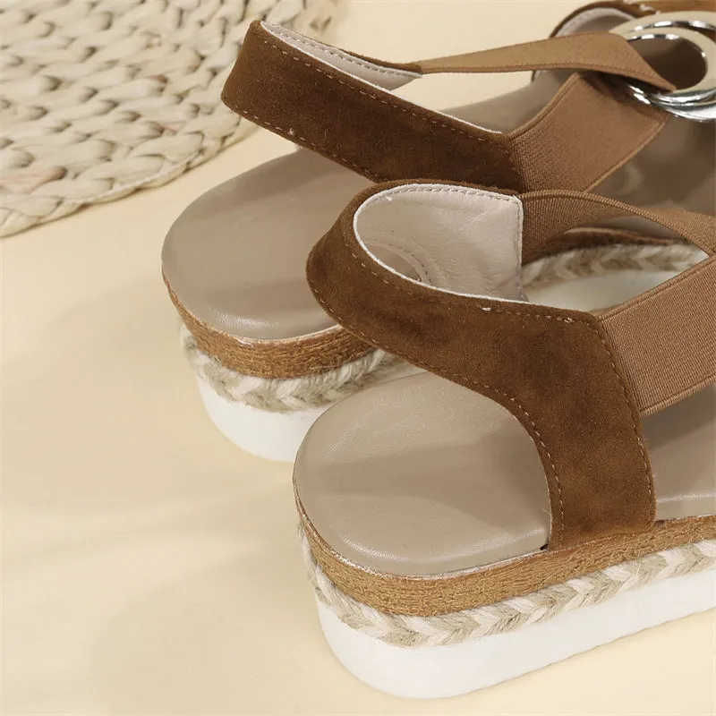 Summer Ethnic Style Iron Ring Open Toe Slip On Roman Sandals