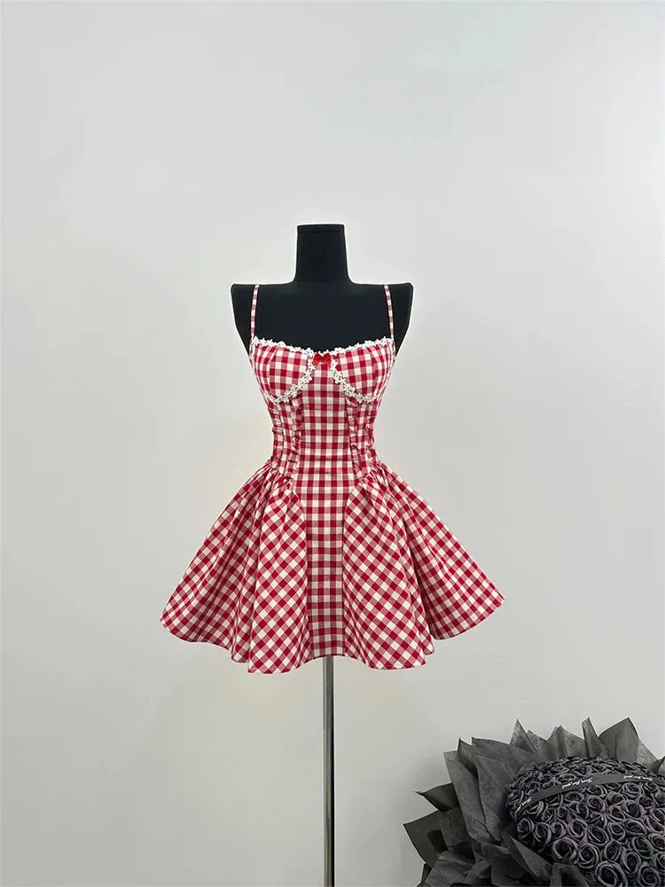 Summer Plaid Mini Dress for Women
