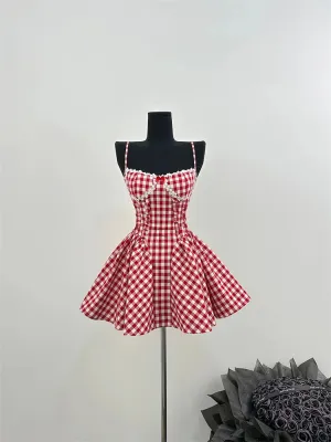 Summer Plaid Mini Dress for Women
