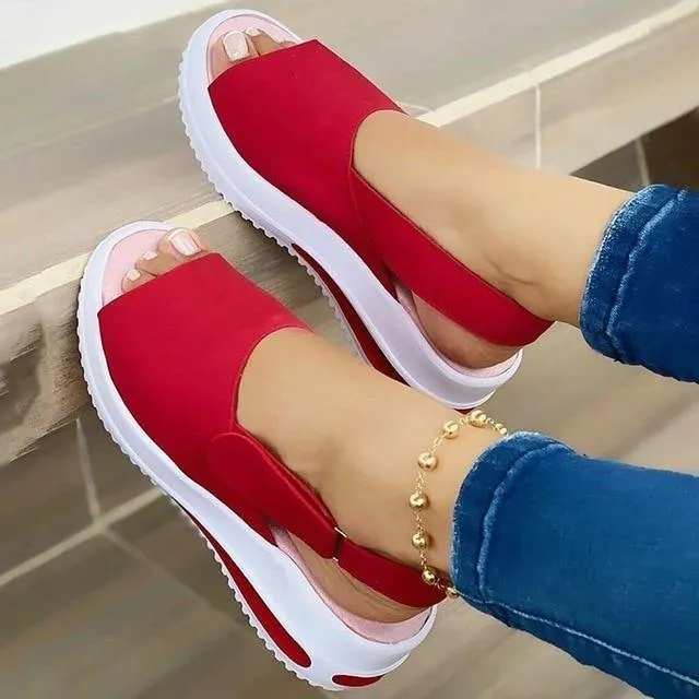 Summer Wedges Sandals Beach Casual Female Platform Peep Toe Shoes Slingback Lady Mixed Colors Buckle Sandals