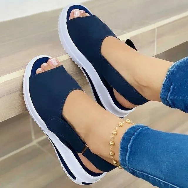 Summer Wedges Sandals Beach Casual Female Platform Peep Toe Shoes Slingback Lady Mixed Colors Buckle Sandals