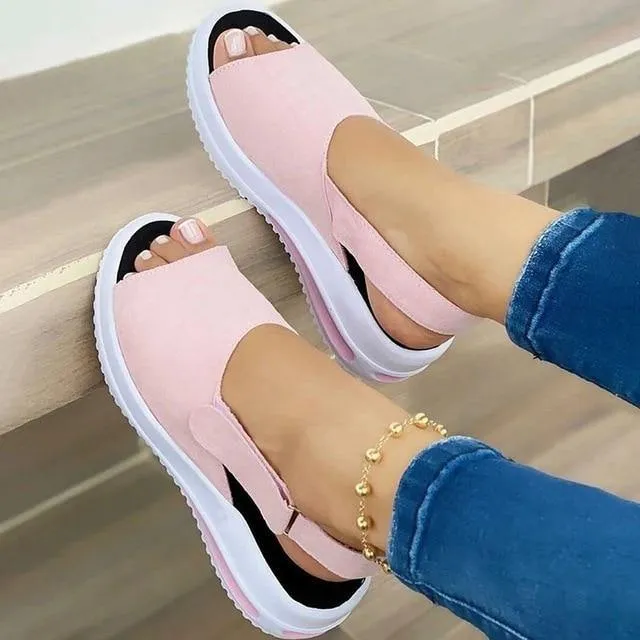 Summer Wedges Sandals Beach Casual Female Platform Peep Toe Shoes Slingback Lady Mixed Colors Buckle Sandals