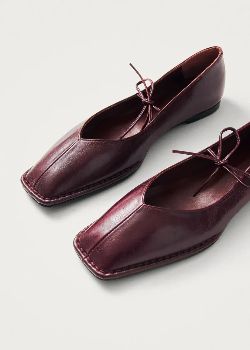 Sway Leather Ballet Flats - Burgundy