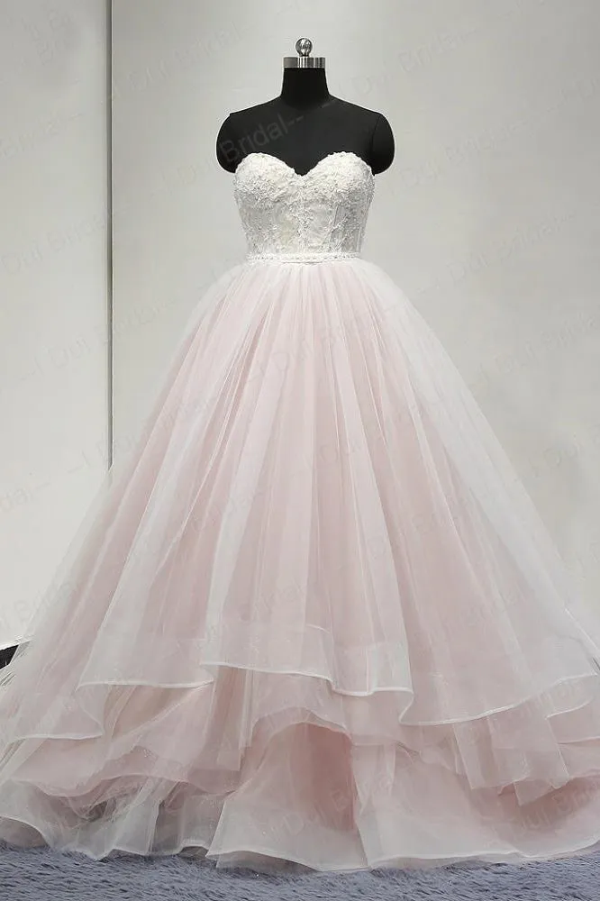 Sweetheart Lace Up Back Charming Affordable Long Pearl Pink Prom Dress Ball Gown OK624