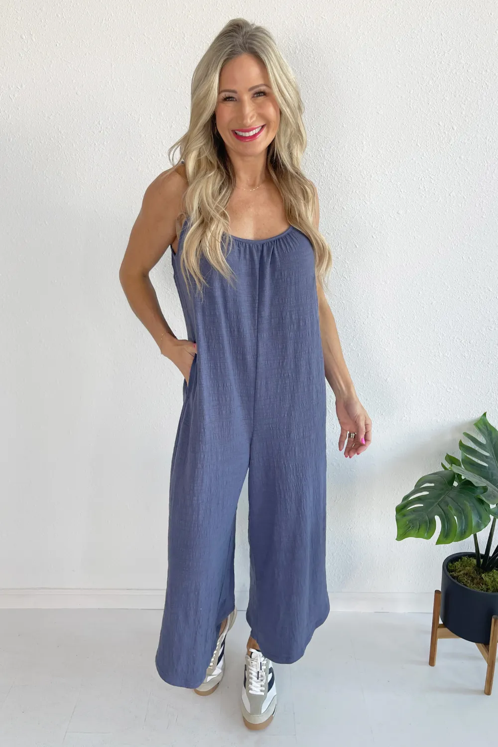 Textured Flared Jumpsuit