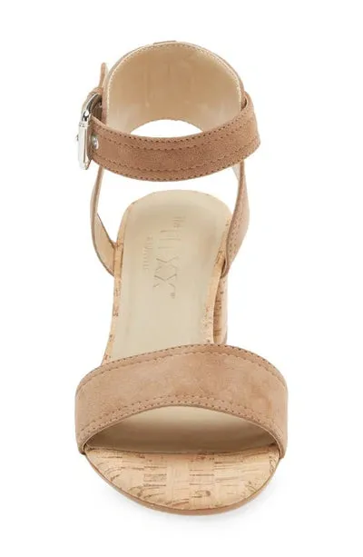 TGIF cork block heel in mud