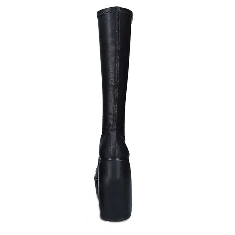 Thick High Heels Platform Woman Dress Party Long Boots