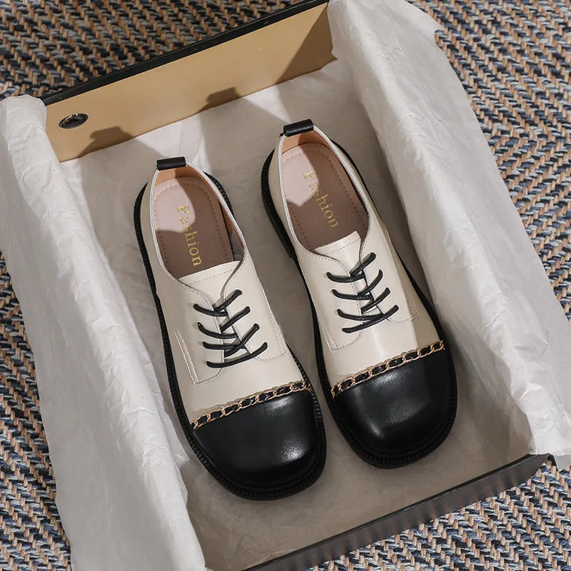 Thick-soled loafers Shoes Lace-up Thick-heel Soft-soled Women's Shoes