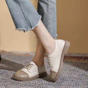 Thick-soled loafers Shoes Lace-up Thick-heel Soft-soled Women's Shoes