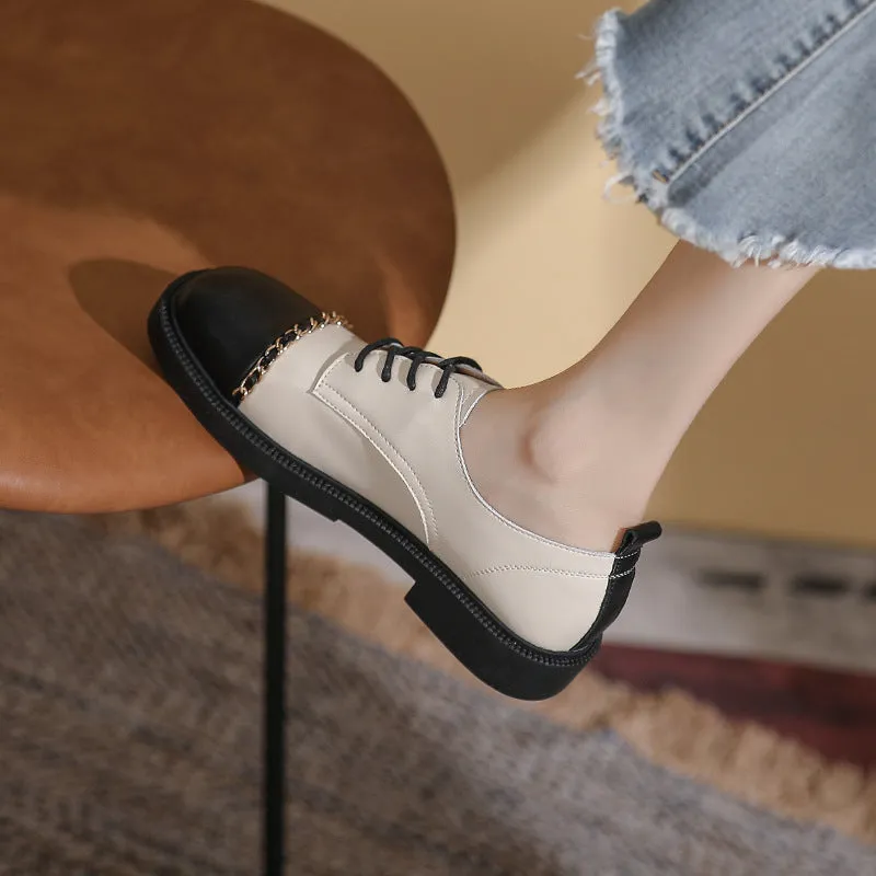 Thick-soled loafers Shoes Lace-up Thick-heel Soft-soled Women's Shoes