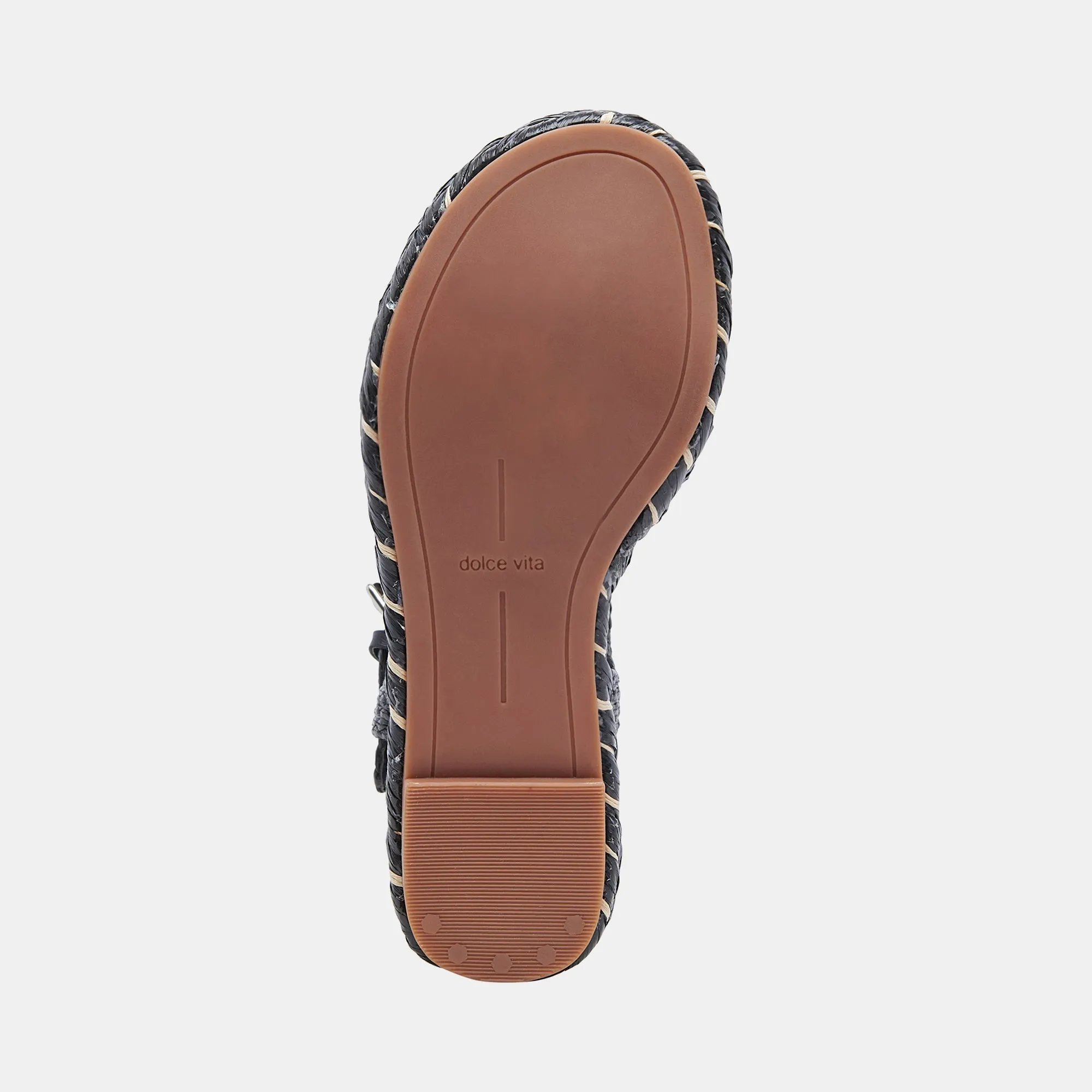 TIAGO WEDGES BLACK RAFFIA - re:vita