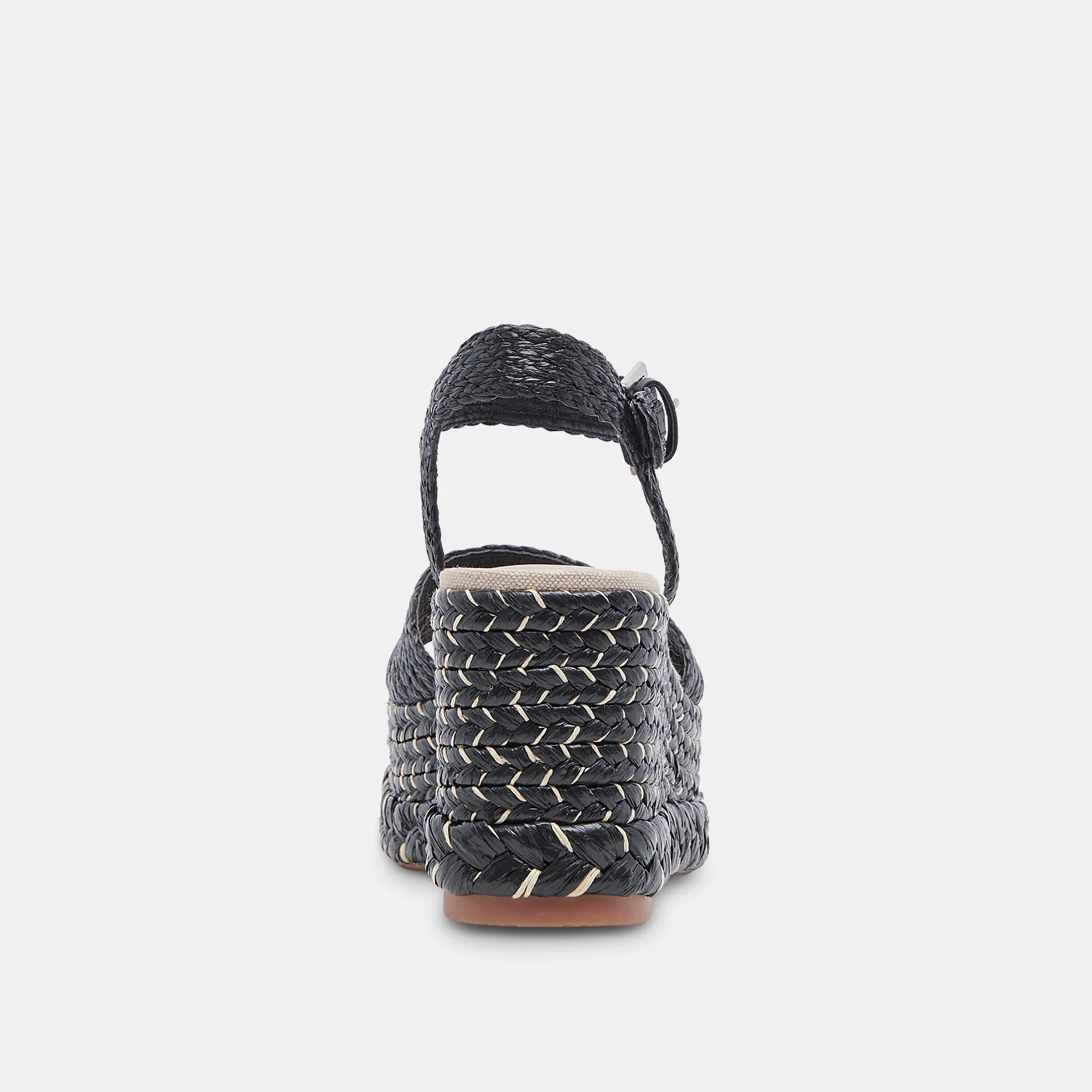 TIAGO WEDGES BLACK RAFFIA - re:vita