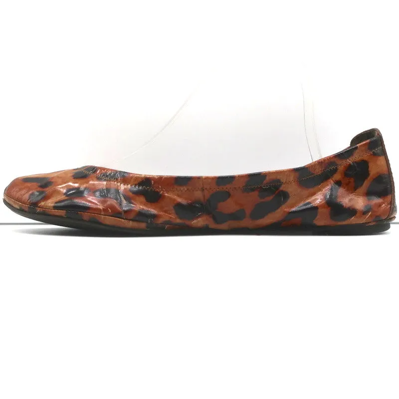 Tory Burch Eddie Ballet Flats Leopard Print Patent Leather Size 10.5