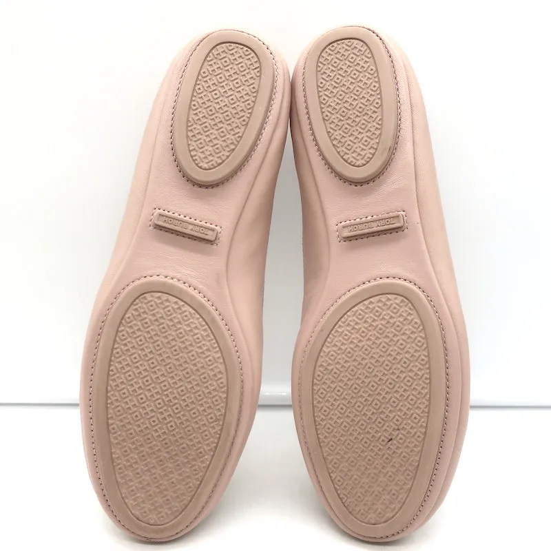 Tory Burch Minnie Travel Ballet Flats Sand Nappa Leather Size 8