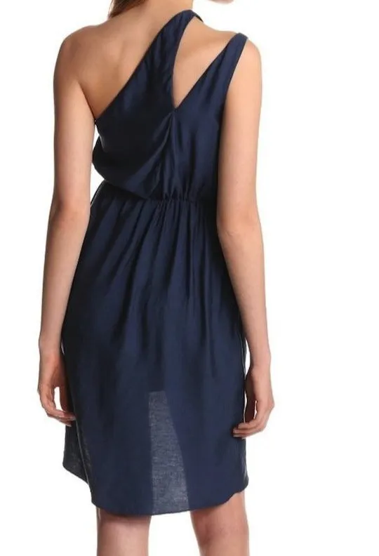 Try Me Navy Blue Asymmetrical Hem Dress