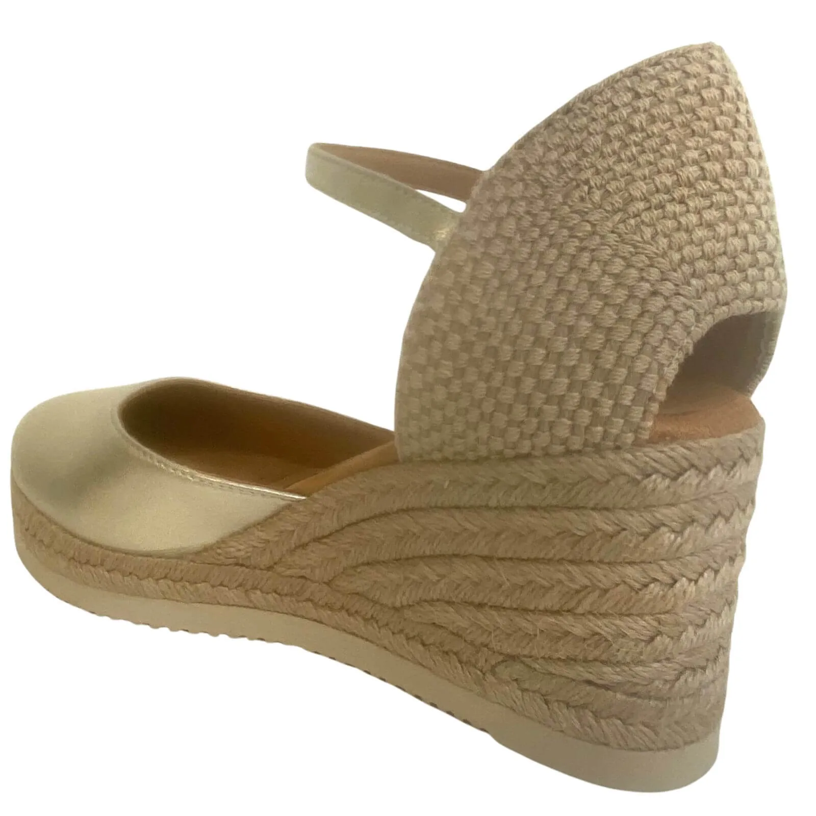 Unisa Caceres Gold Leather Wedge Shoes