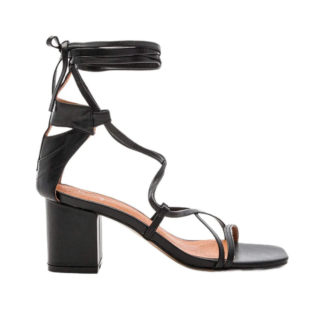 URGE Women's Black Leather Jessie Heeled Sandals #URG16082 6.5 NWT
