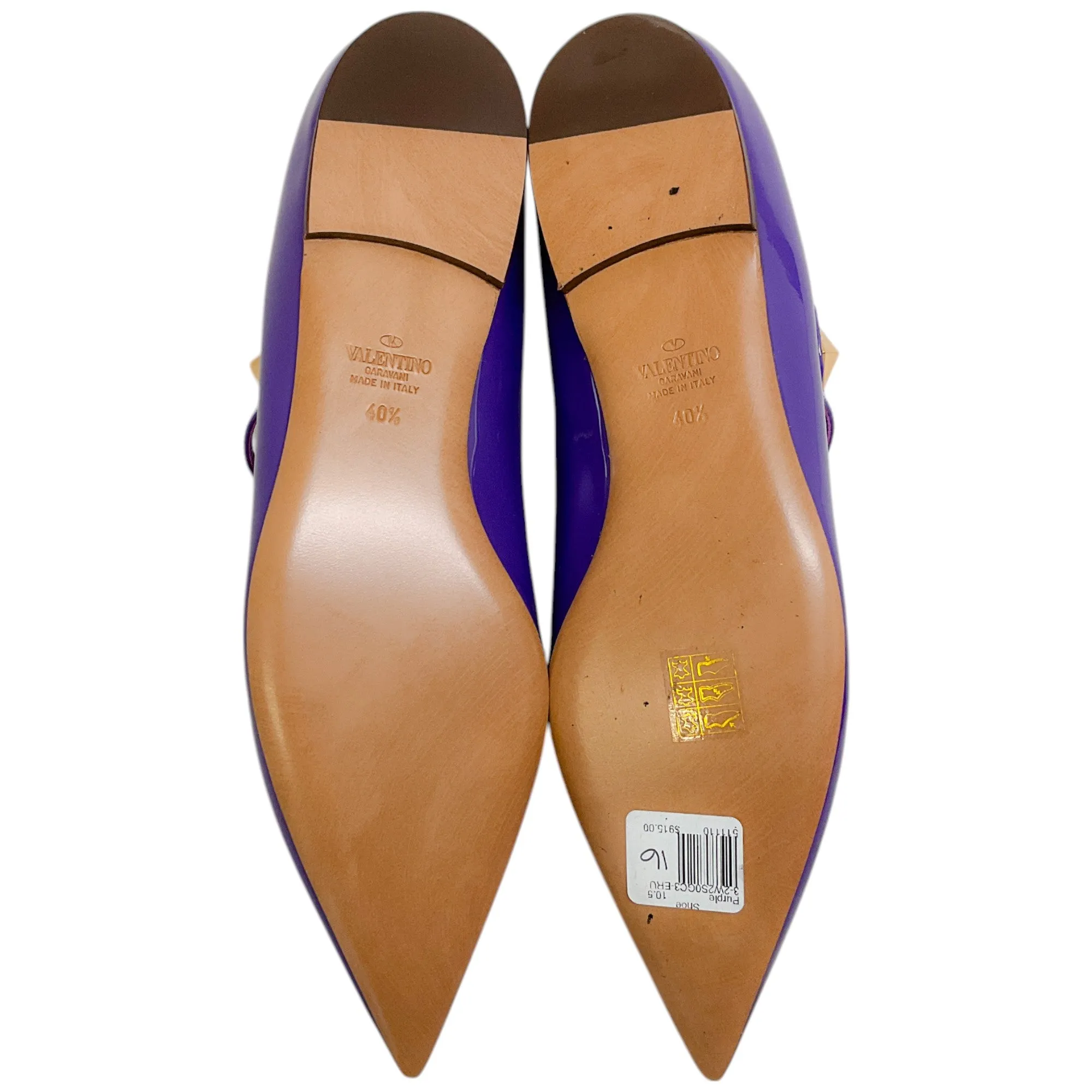 Valentino Electric Purple Patent Leather Mary Jane Ballerina Flats