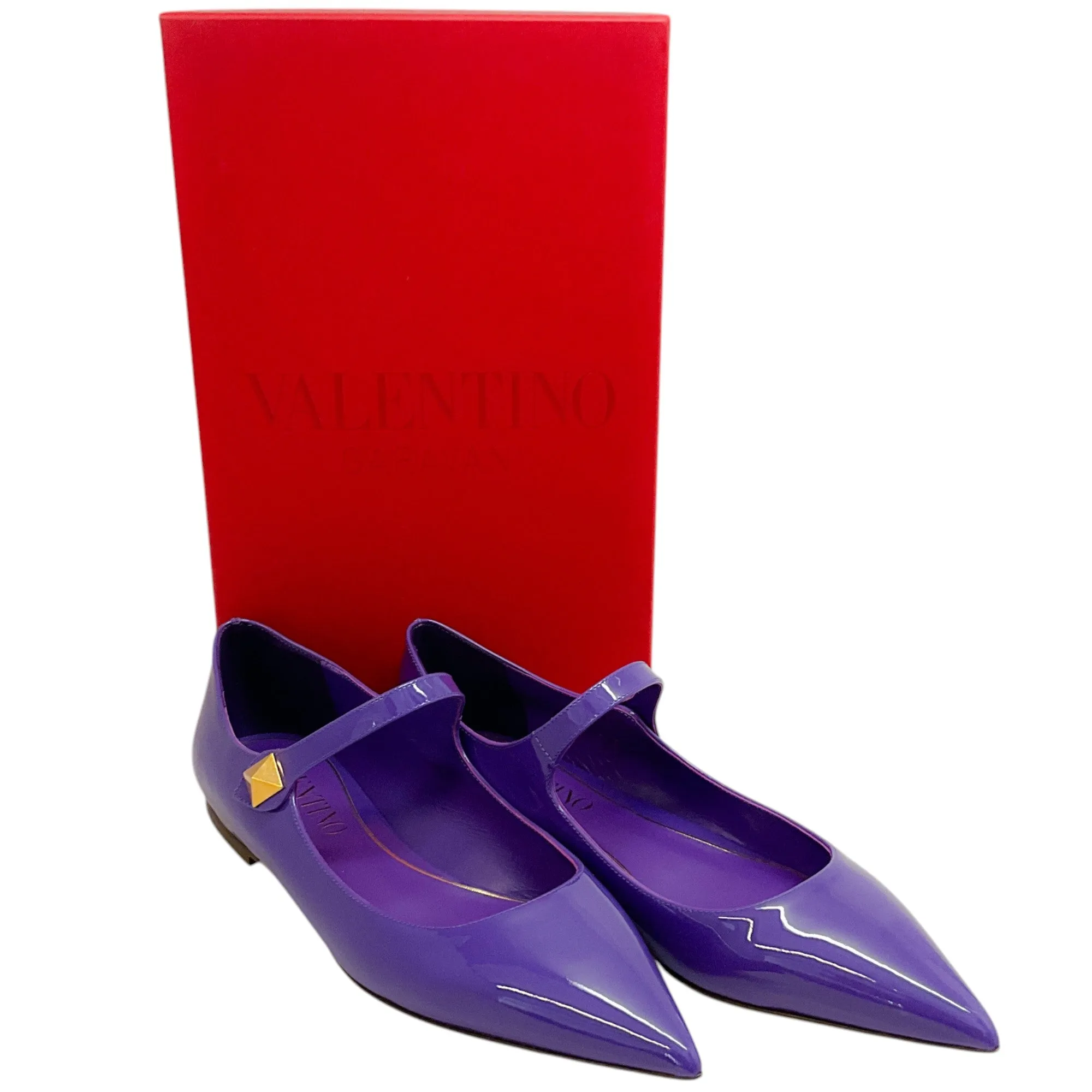 Valentino Electric Purple Patent Leather Mary Jane Ballerina Flats