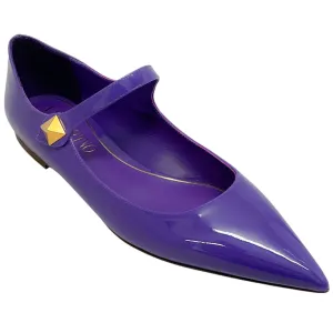 Valentino Electric Purple Patent Leather Mary Jane Ballerina Flats
