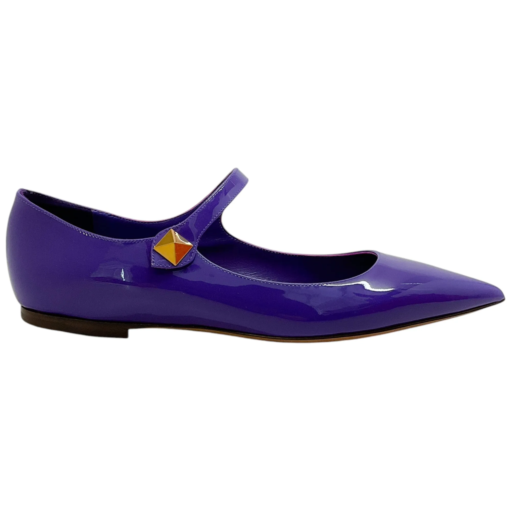 Valentino Electric Purple Patent Leather Mary Jane Ballerina Flats