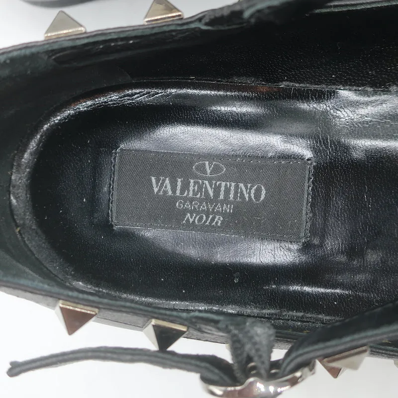Valentino Noir Rockstud Caged Ballet Flats Black Leather Size 37.5